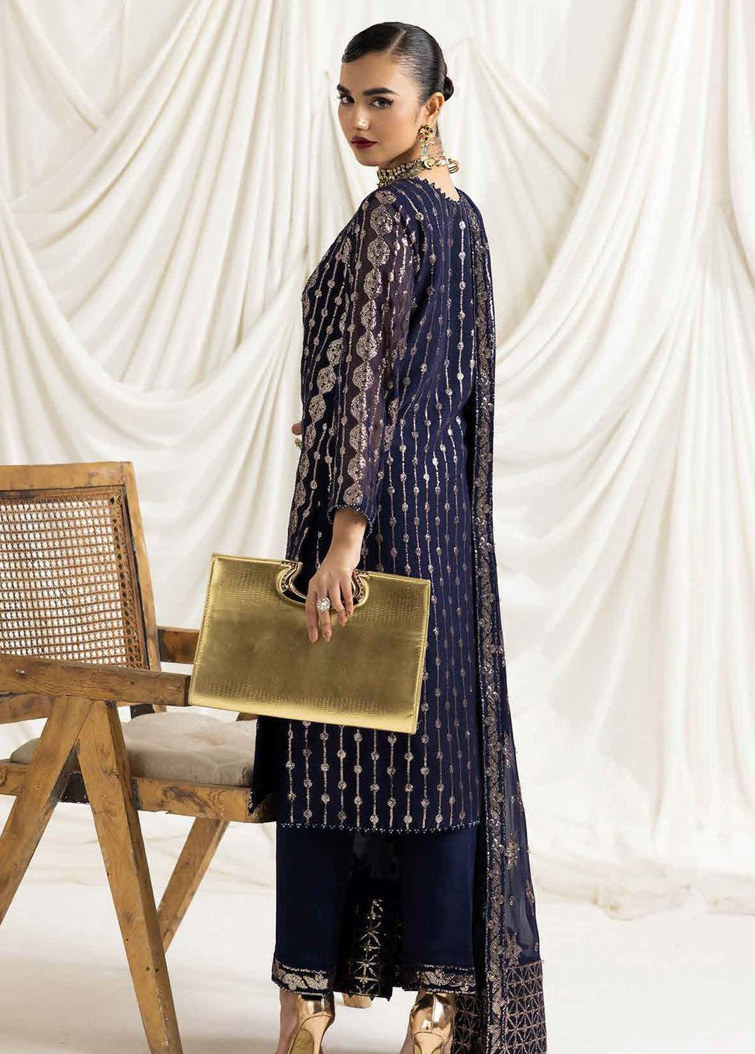 Dua By Alizeh Fashion Embroidered Chiffon Suits Unstitched 3 Piece AFB23-DU2 D-01A Aireen - Festive Collection