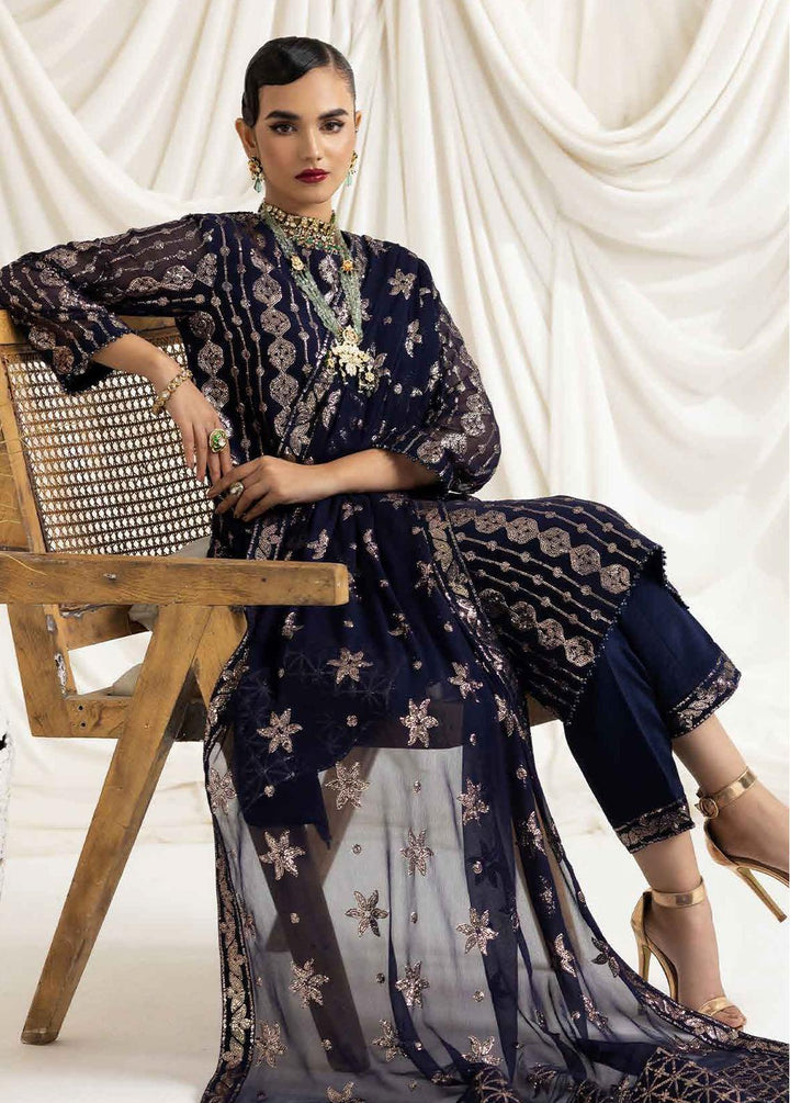 Dua By Alizeh Fashion Embroidered Chiffon Suits Unstitched 3 Piece AFB23-DU2 D-01A Aireen - Festive Collection