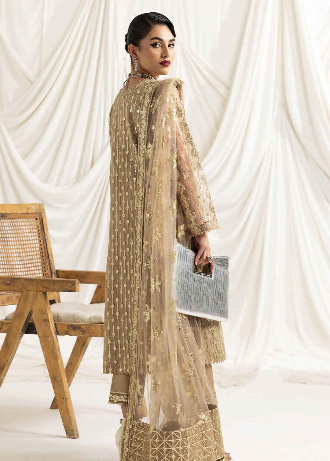Dua By Alizeh Fashion Embroidered Chiffon Suits Unstitched 3 Piece AFB23-DU2 D-01B Aireen - Festive Collection