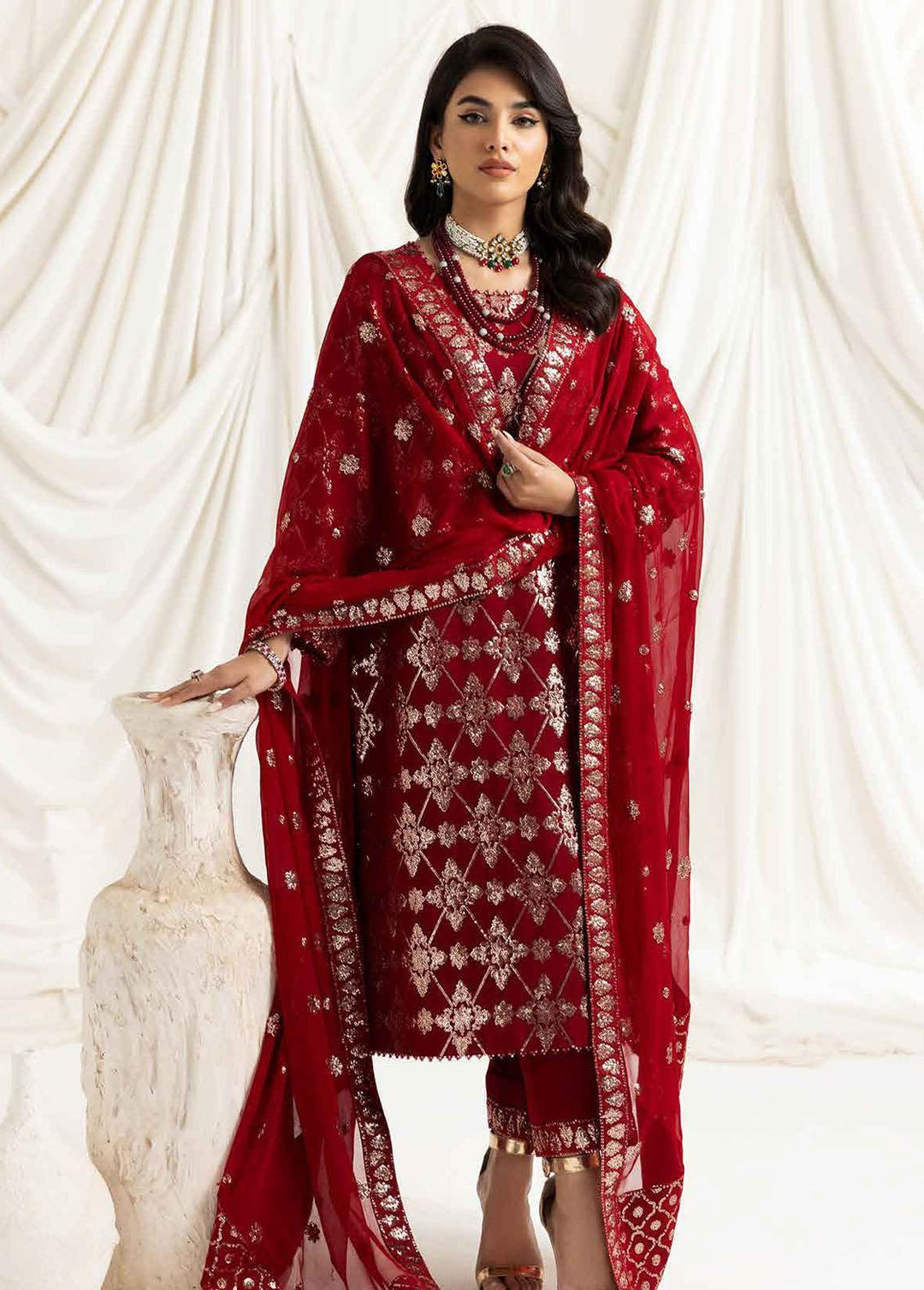 Dua By Alizeh Fashion Embroidered Chiffon Suits Unstitched 3 Piece AFB23-DU2 D-02A Alara - Festive Collection