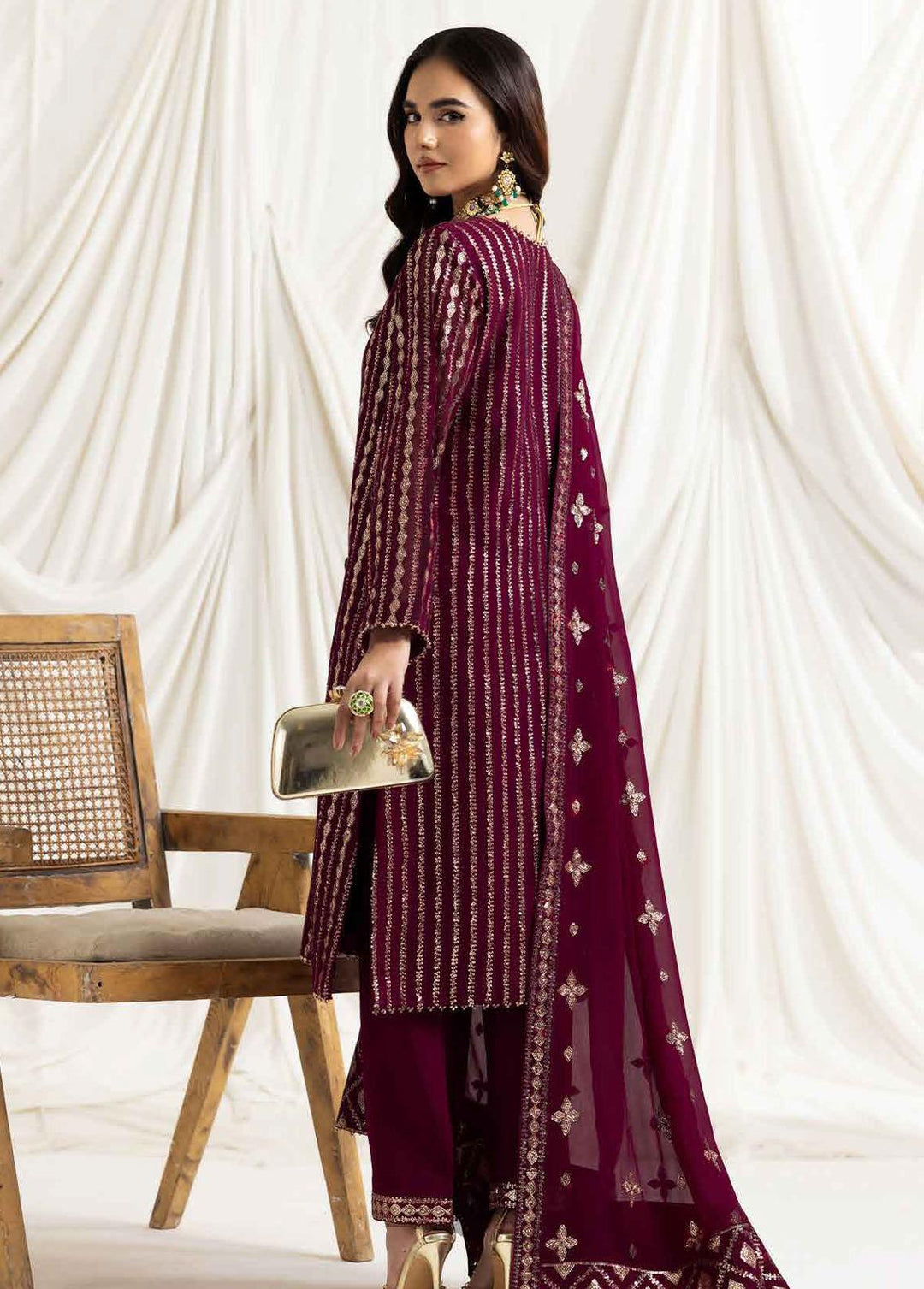 Dua By Alizeh Fashion Embroidered Chiffon Suits Unstitched 3 Piece AFB23-DU2 D-03A Aysal - Festive Collection
