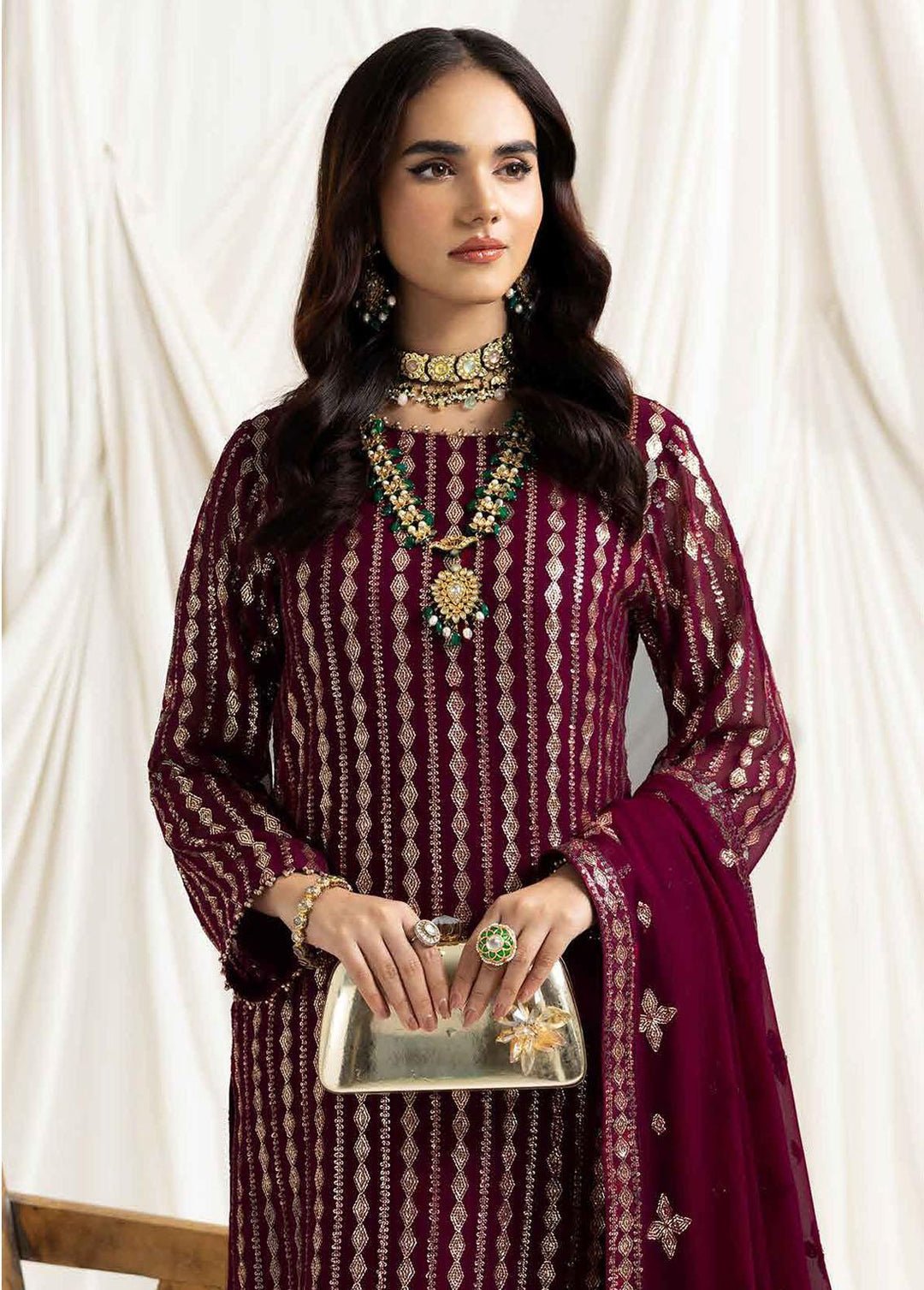 Dua By Alizeh Fashion Embroidered Chiffon Suits Unstitched 3 Piece AFB23-DU2 D-03A Aysal - Festive Collection