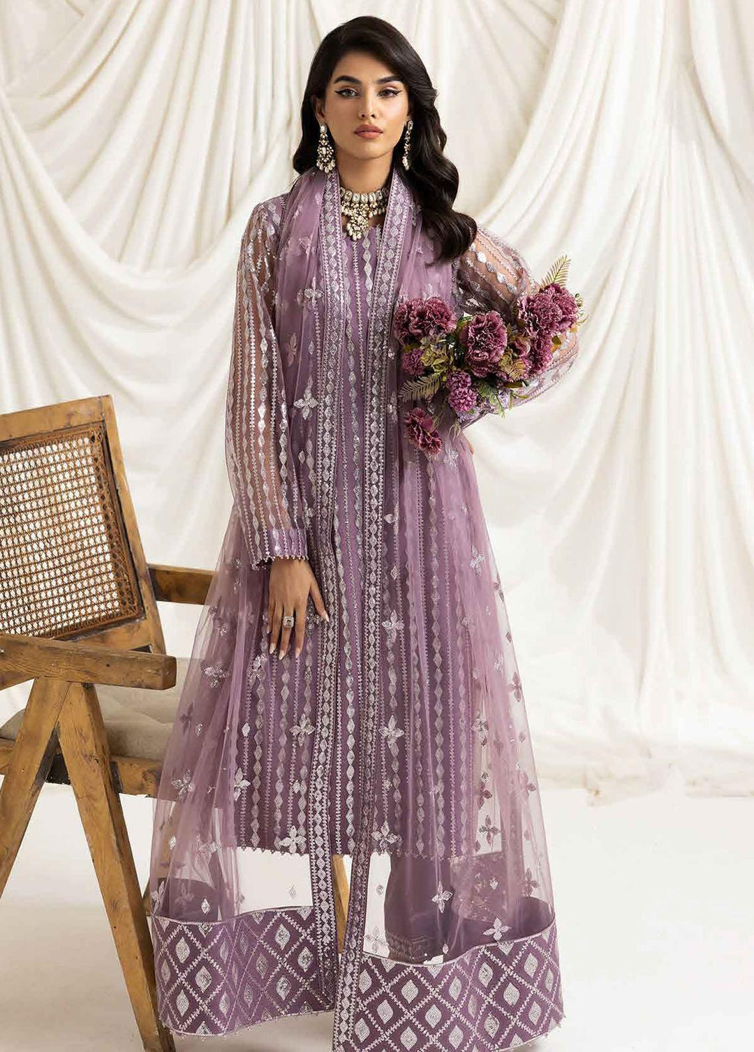 Dua By Alizeh Fashion Embroidered Net Suits Unstitched 3 Piece AFB23-DU2 D-03B Aysal - Festive Collection