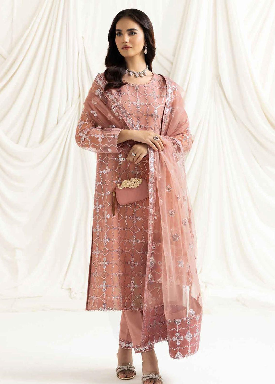 Dua By Alizeh Fashion Embroidered Net Suits Unstitched 3 Piece AFB23-DU2 D-04B Nazik - Festive Collection