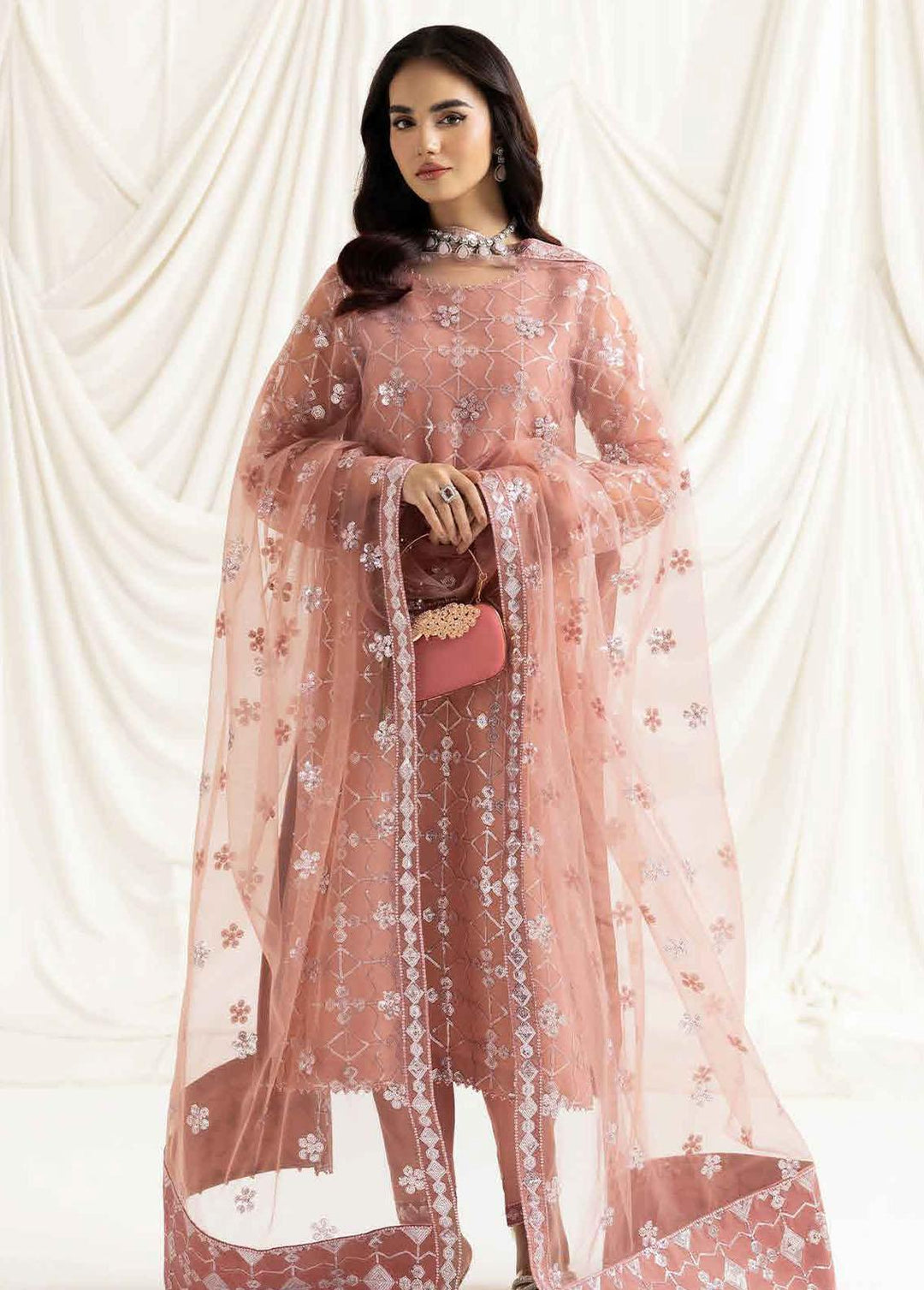 Dua By Alizeh Fashion Embroidered Net Suits Unstitched 3 Piece AFB23-DU2 D-04B Nazik - Festive Collection