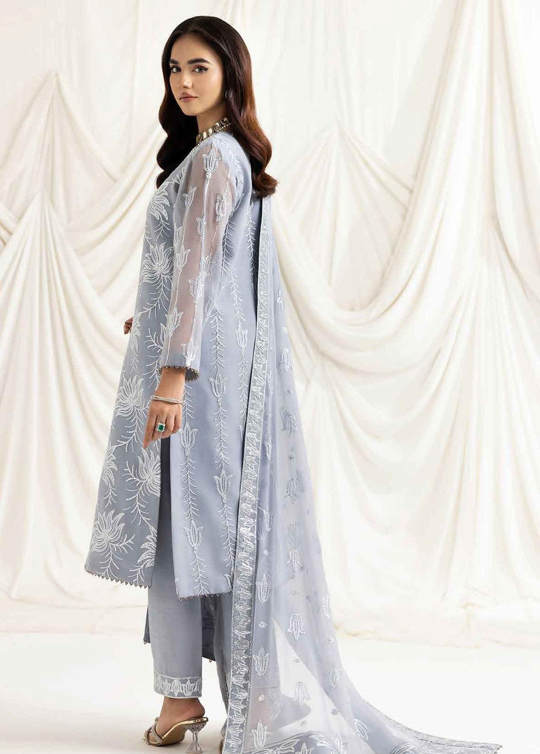 Dua By Alizeh Fashion Embroidered Chiffon Suits Unstitched 3 Piece AFB23-DU2 D-05B Elnaz - Festive Collection
