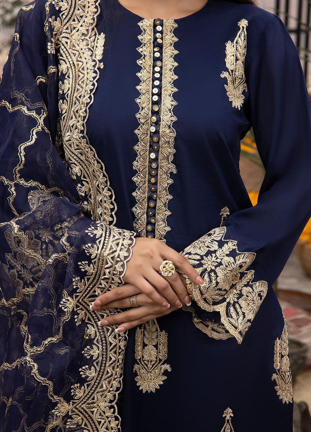 Durnaz By Sahane Embroidered Raw Silk Suits Unstitched 3 Piece SNE23DR BR-1201 Afrozeh - Formal Collection