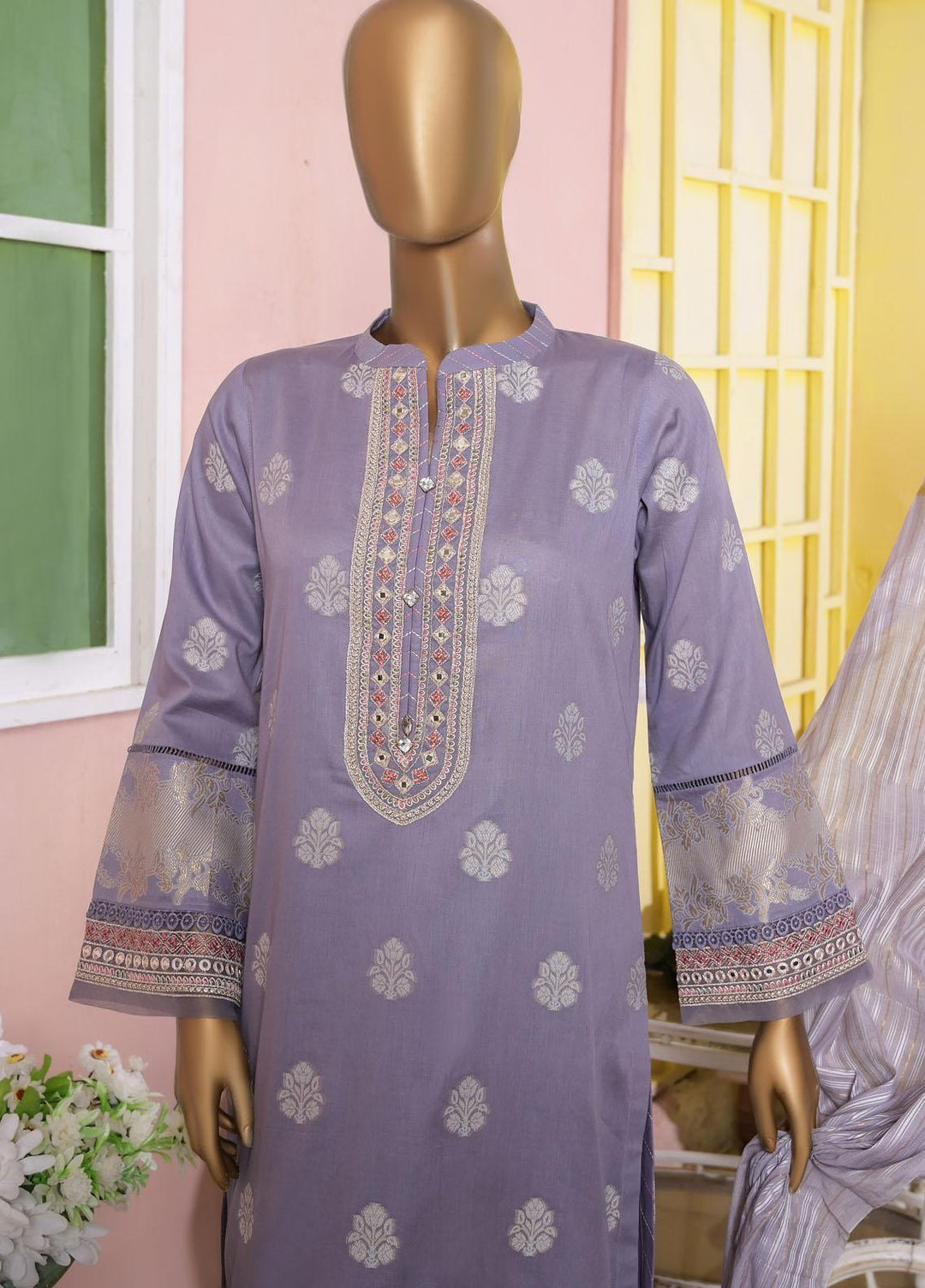 Dynasty by HZ Textiles Embroidered Jacquard Cotton Suits Unstitched 3 Piece HZ22DNT DJM-01 - Festive Collection
