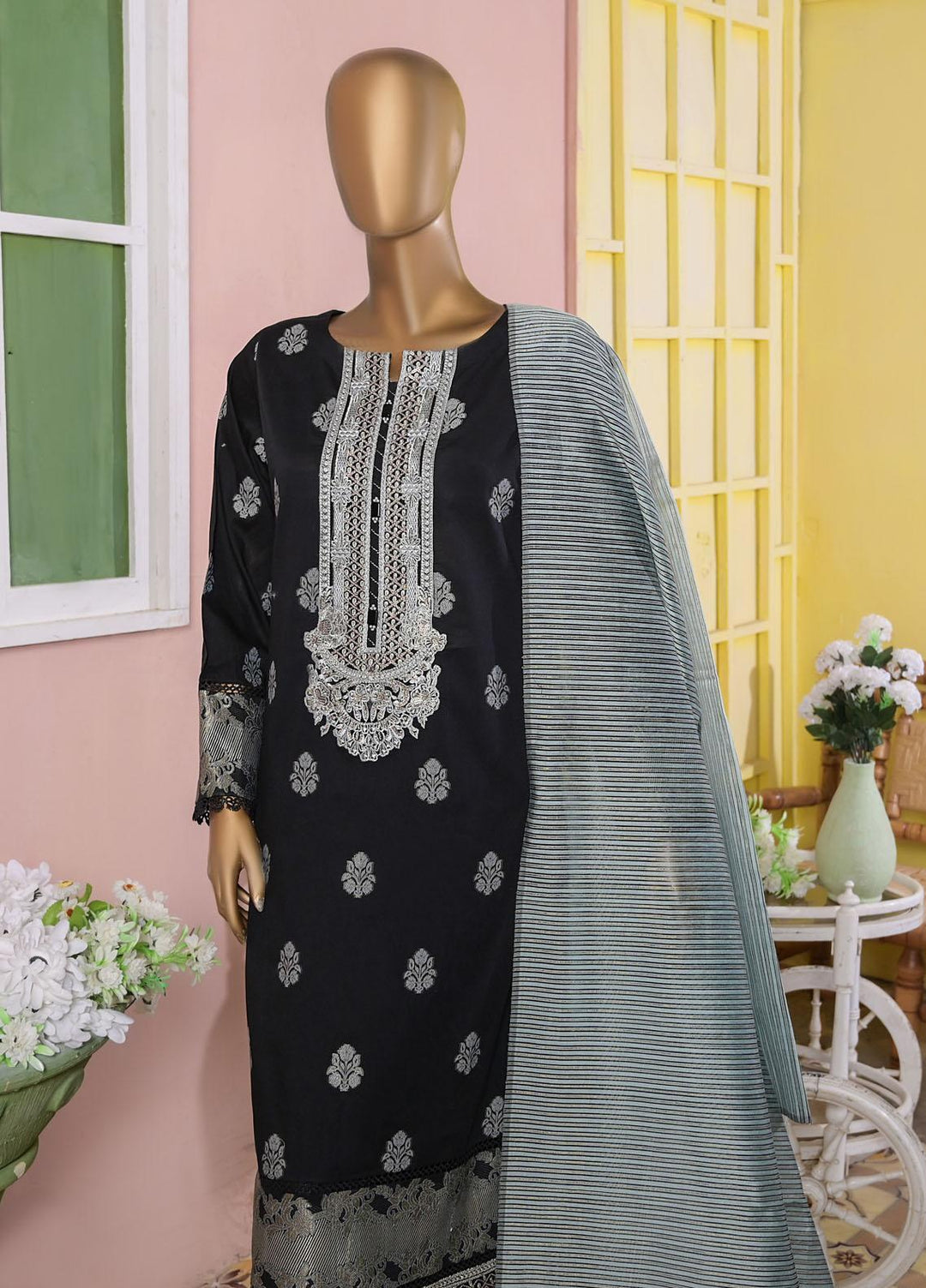 Dynasty by HZ Textiles Embroidered Jacquard Cotton Suits Unstitched 3 Piece HZ22DNT DJM-03 - Festive Collection
