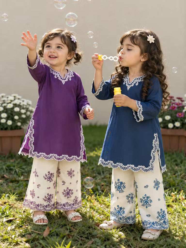 Fresh Birds Kids RTW Embroidered Lawn 2 Piece Suit Elan-FB-10 - Casual Collection