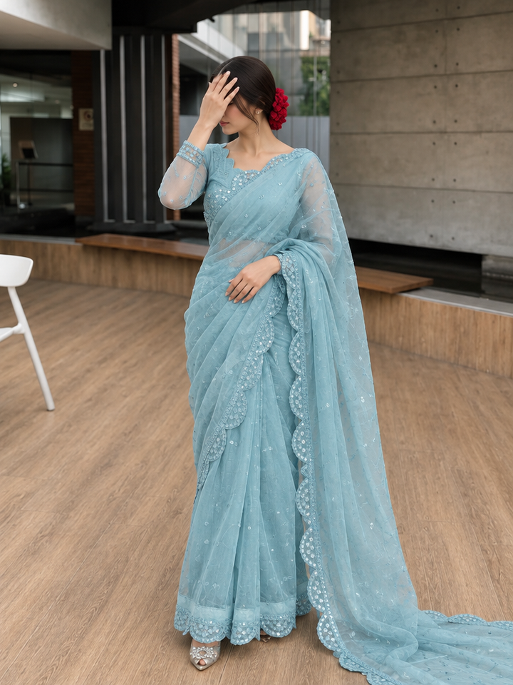 Luxe by Imran Aftab Unstitched Embroidered Organza Saree Suit IASC 29 - Festive Collection