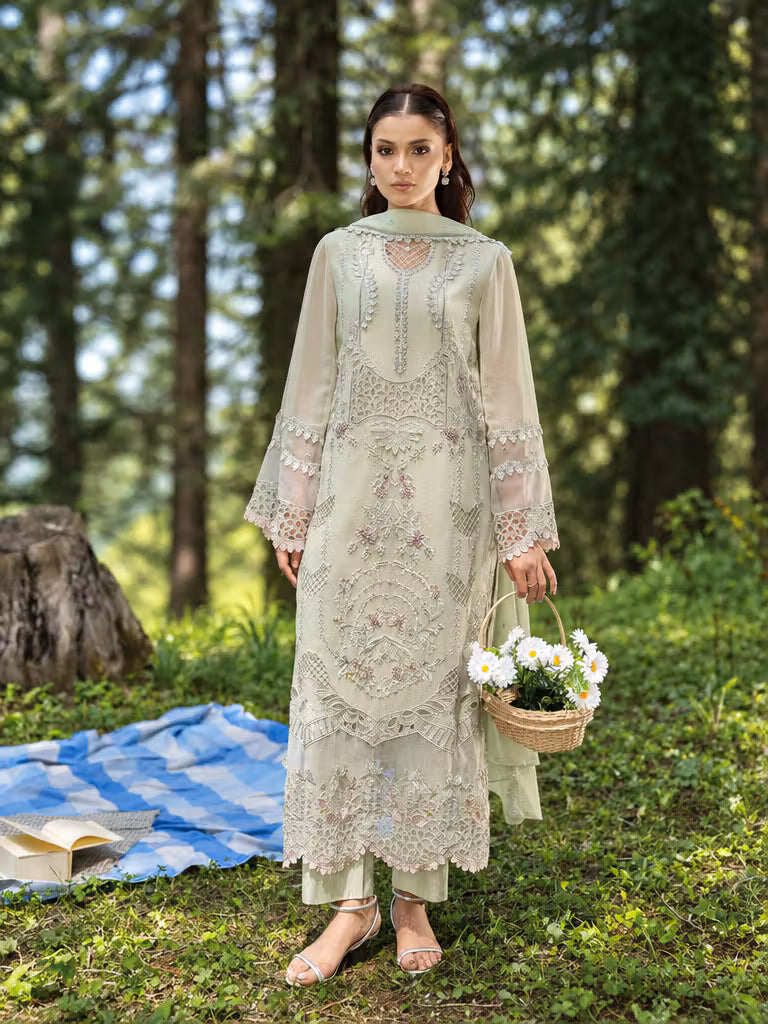 Aura by Zebtan Unstitched Embroidered Chiffon 3 Piece Suit ZB26UAC AR-1 - Festive Collection