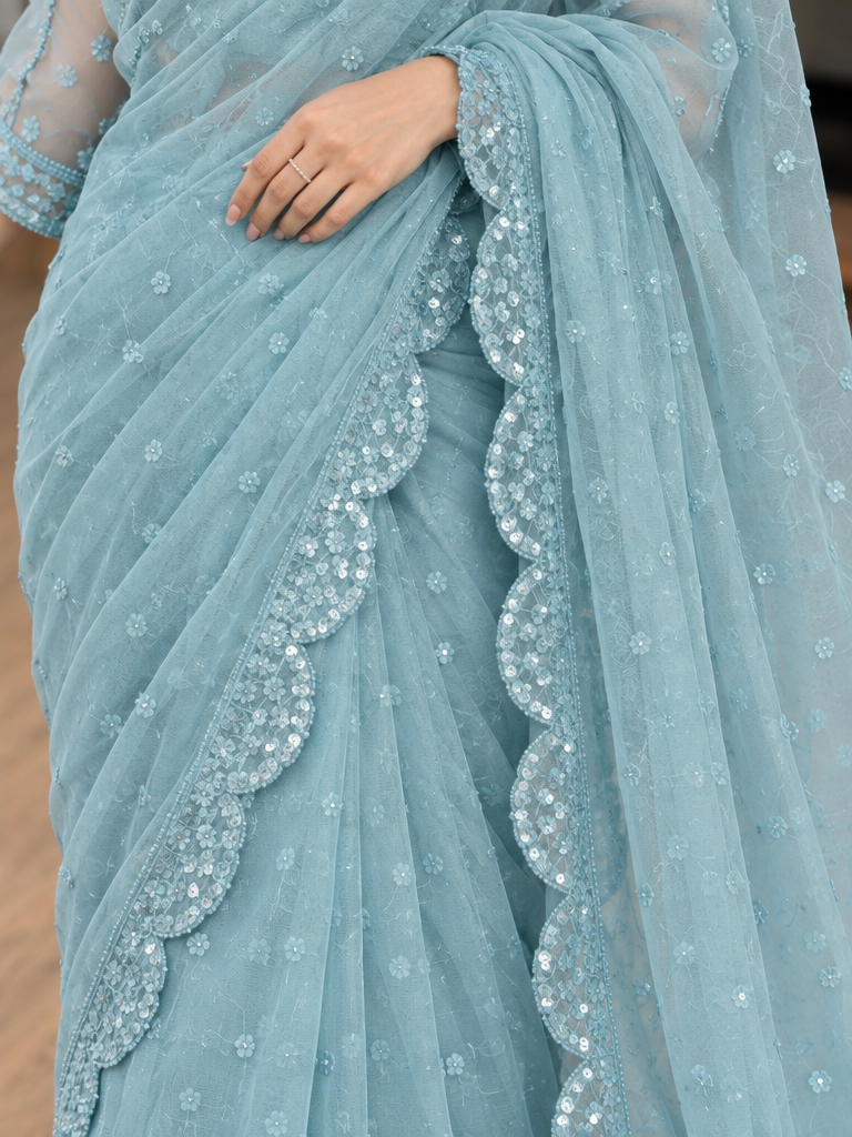Luxe by Imran Aftab Unstitched Embroidered Organza Saree Suit IASC 29 - Festive Collection