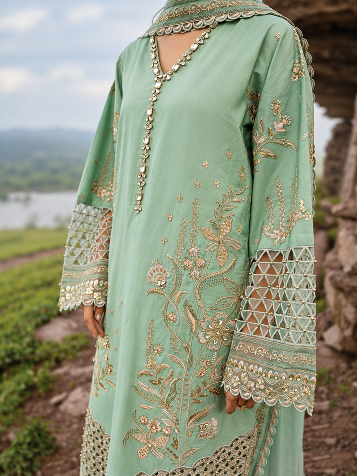 Dastaan by Zebtan Unstitched Embroidered Tassal Silk 3 Piece Suit ZB26UD DZ-02 - Festive Collection