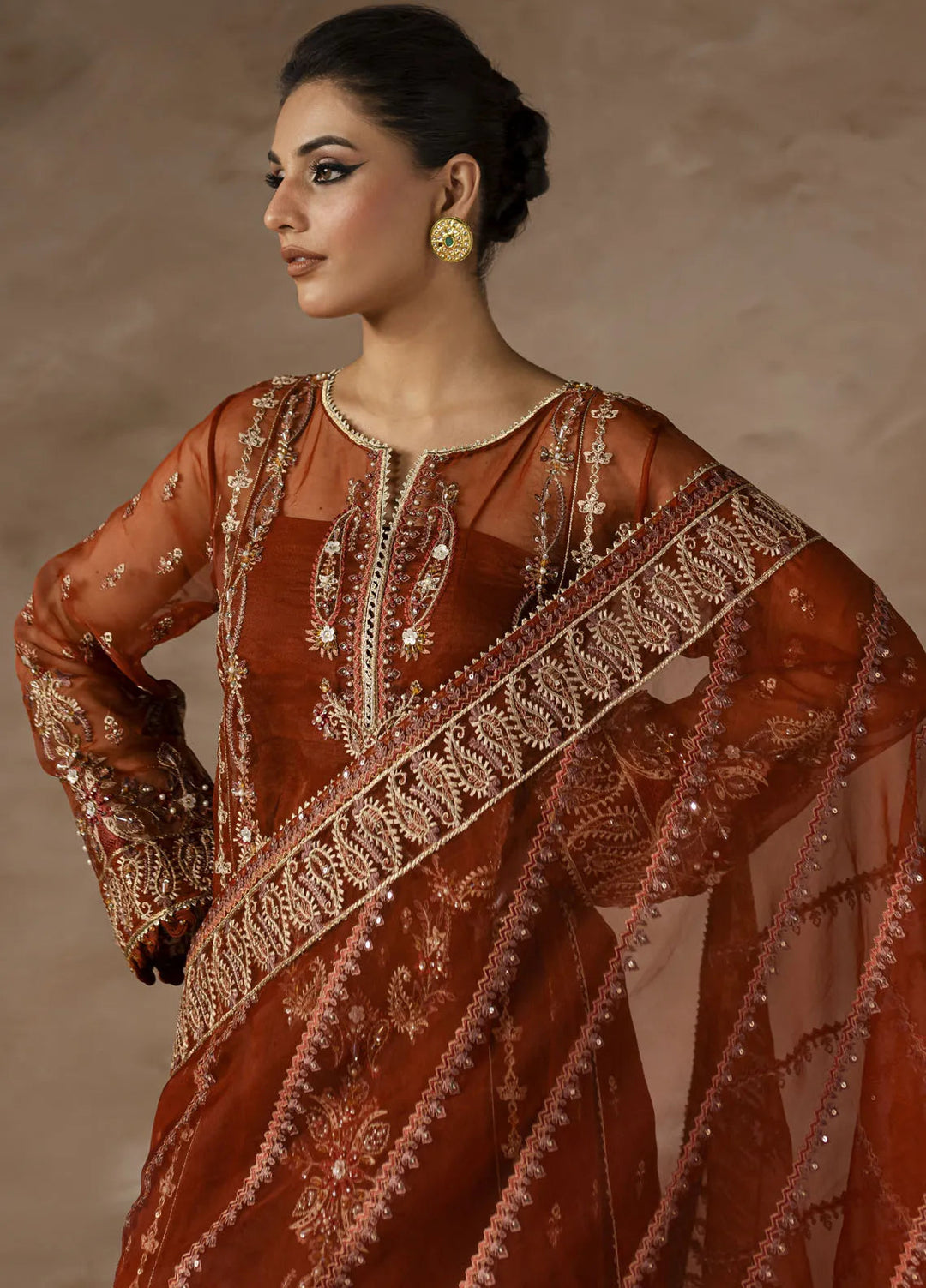 Eblouir by Imran Ramzan Embroidered Organza Suits Unstitched 3 Piece IR25EB Rouge Envoutant - Festive Collection