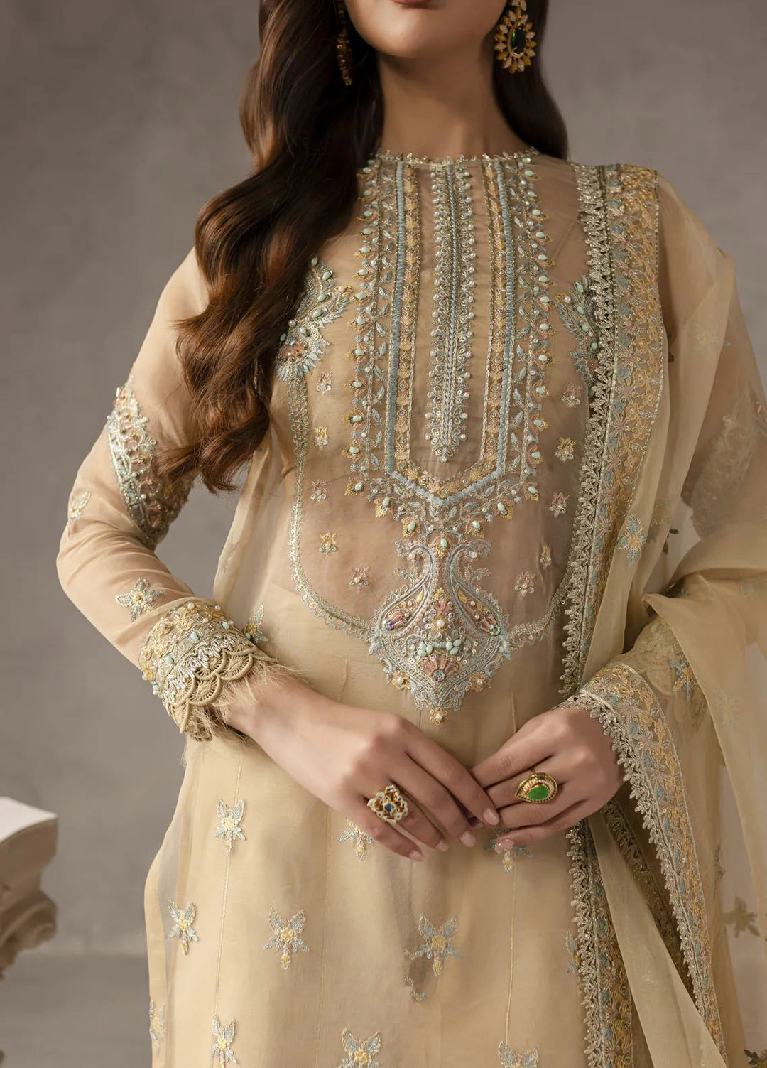 Eblouir by Imran Ramzan Embroidered Organza Suits Unstitched 3 Piece IR25EB Soleil Etincelant - Festive Collection