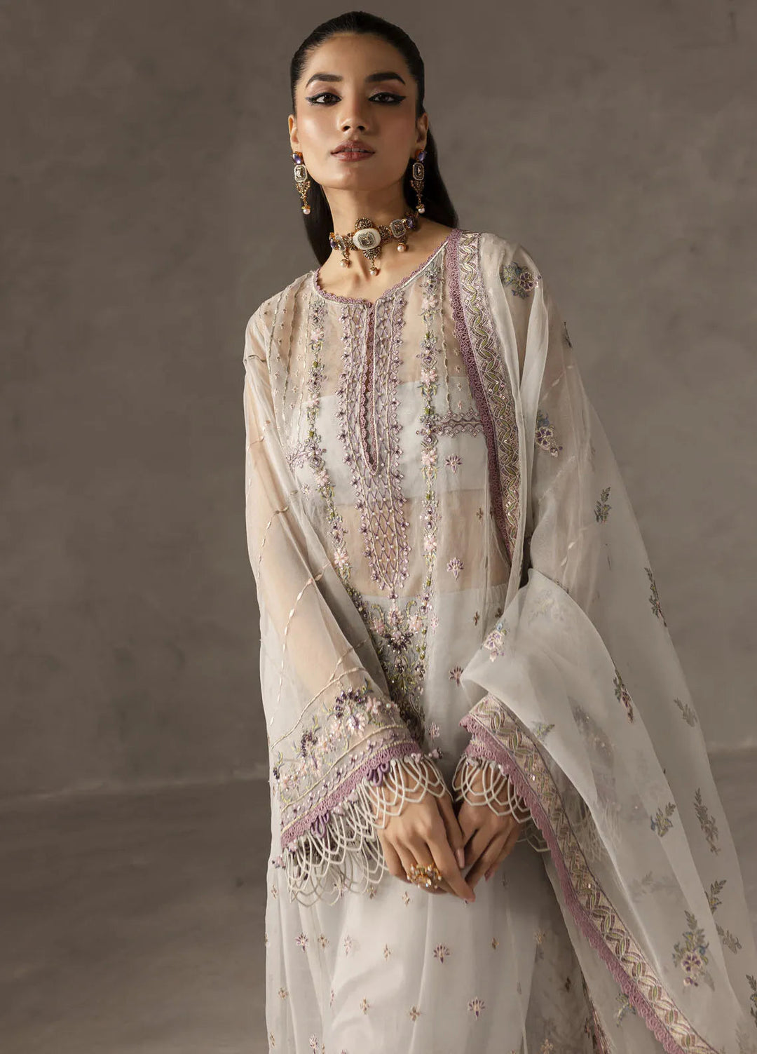 Eblouir by Imran Ramzan Embroidered Organza Suits Unstitched 3 Piece IR25EB Voile de Jasmin - Festive Collection