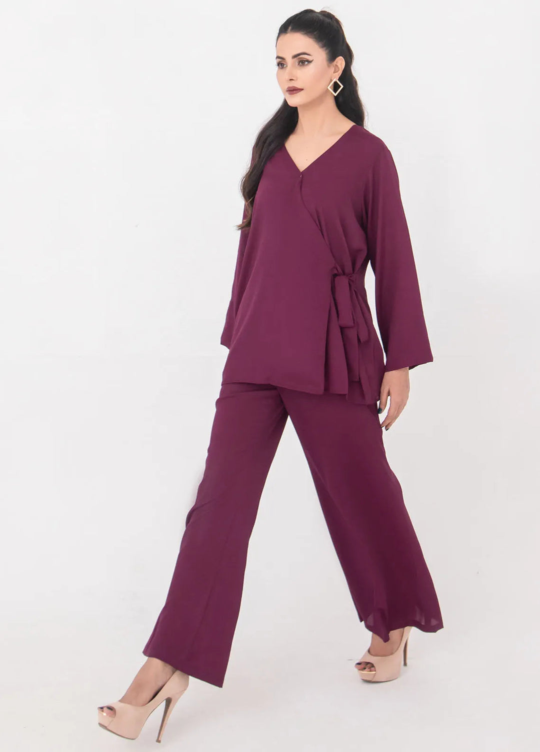 Eclipse by Slay Wear Pret Solid Tropical 2 Piece Suit Berry Wine