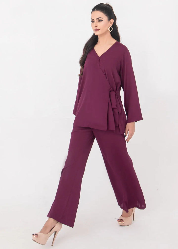 Eclipse by Slay Wear Pret Solid Tropical 2 Piece Suit Berry Wine