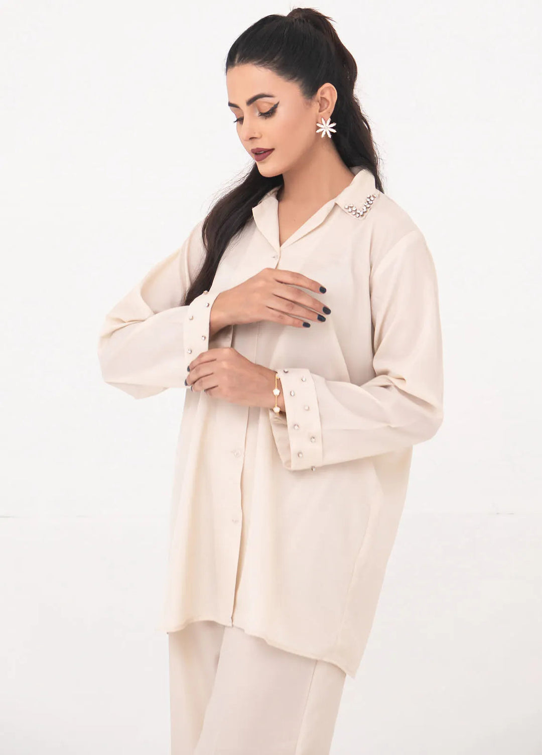 Eclipse by Slay Wear Pret Solid Tropical 2 Piece Suit Powdered Pearl