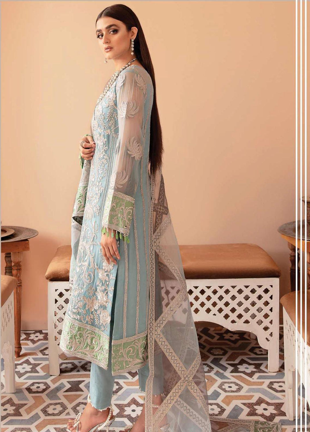 Eclos La Roza by Imrozia Embroidered Chiffon Suits Unstitched 3 Piece IMP21ER L-223 Blisse - Luxury Collection