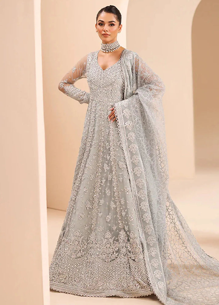 Edel by Saffron Embroidered Net Suit Unstitched 4 Piece SFR24E D-04 Silver Whisper - Formal Collection