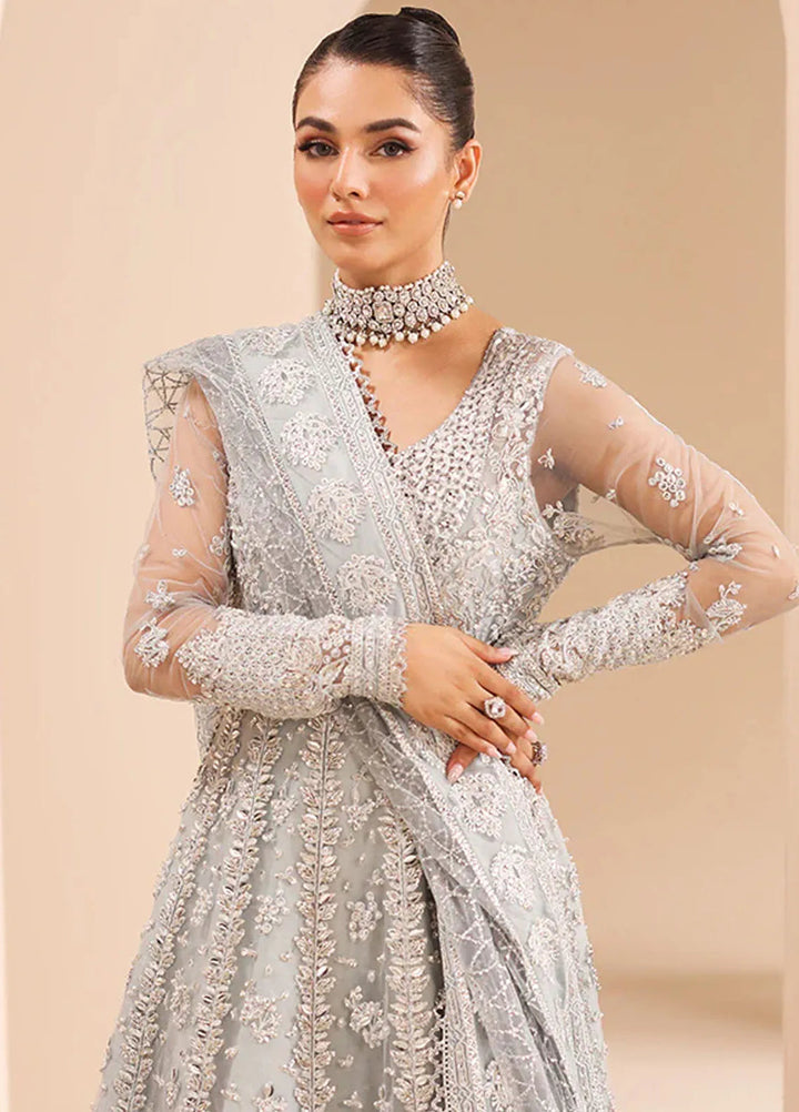 Edel by Saffron Embroidered Net Suit Unstitched 4 Piece SFR24E D-04 Silver Whisper - Formal Collection