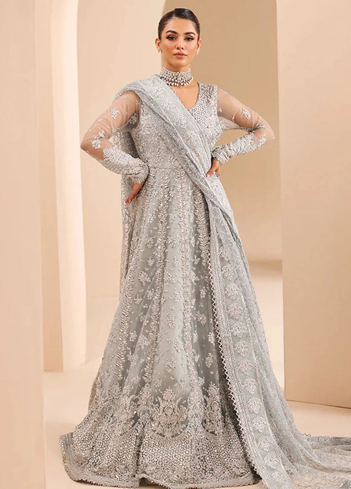 Edel by Saffron Embroidered Net Suit Unstitched 4 Piece SFR24E D-04 Silver Whisper - Formal Collection