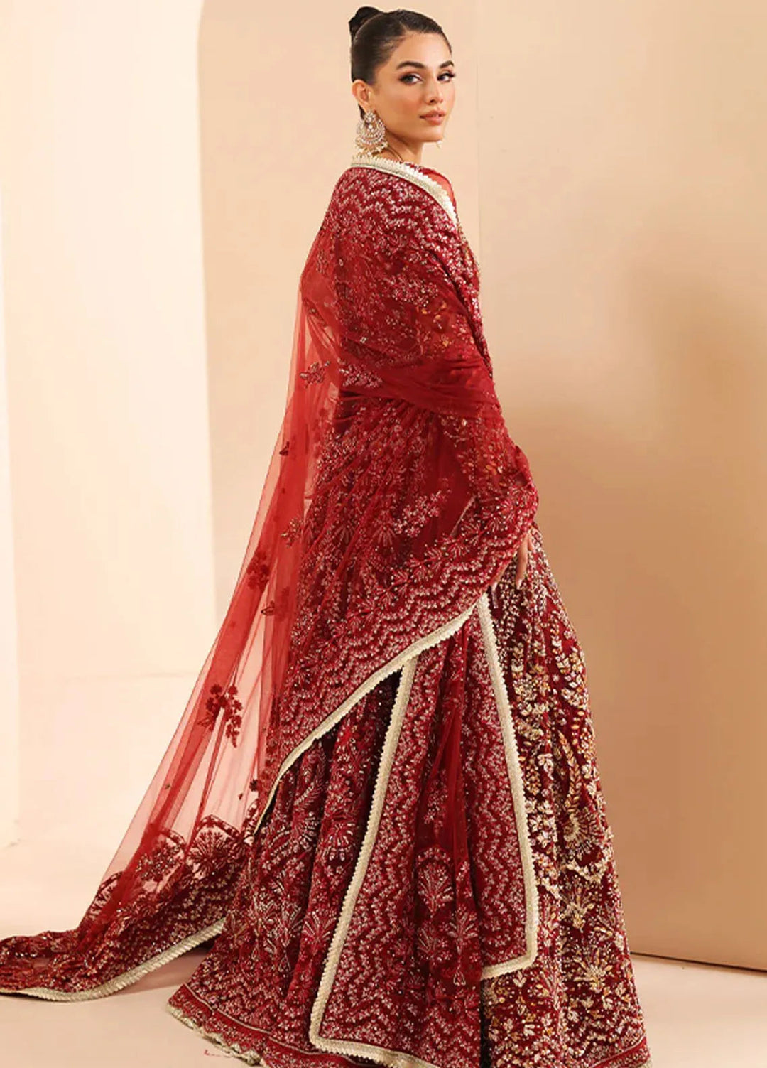 Edel by Saffron Embroidered Net Suit Unstitched 4 Piece SFR24E D-05 Scarlet Dream - Formal Collection