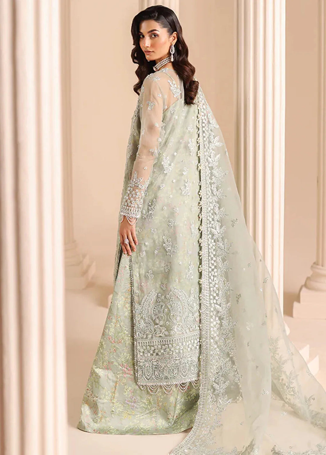 Edel by Saffron Embroidered Organza Suit Unstitched 3 Piece SFR24E D-06 Dune Grass - Formal Collection