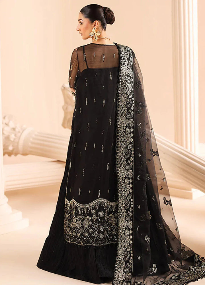 Edel by Saffron Embroidered Organza Suit Unstitched 3 Piece SFR24E D-08 Noir Dewdrop - Formal Collection