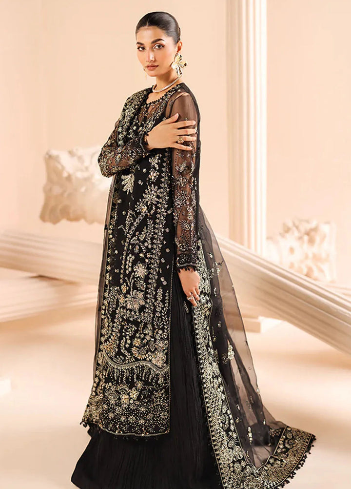 Edel by Saffron Embroidered Organza Suit Unstitched 3 Piece SFR24E D-08 Noir Dewdrop - Formal Collection