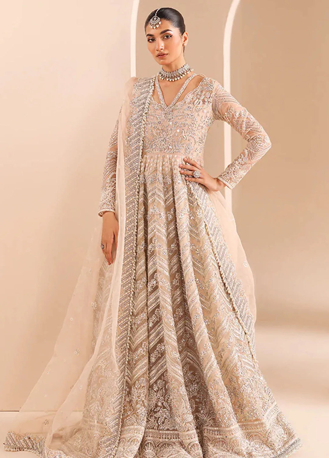 Edel by Saffron Embroidered Organza Suit Unstitched 4 Piece SFR24E D-07 Crystal Bloom - Formal Collection