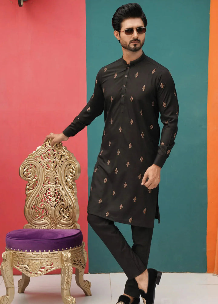 Edge Republic Embroidered Men Kurta Pajama - ER 532Blk