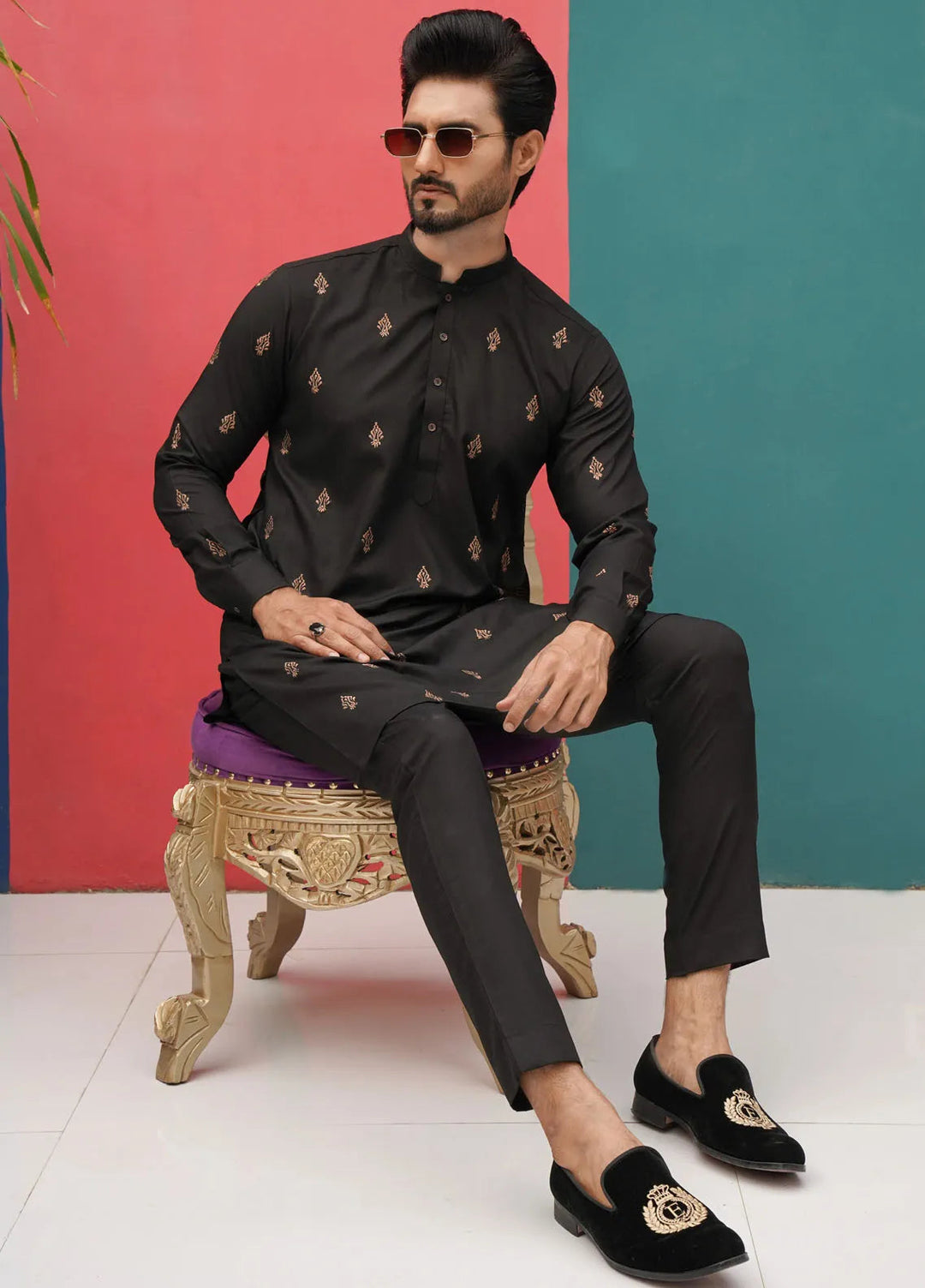 Edge Republic Embroidered Men Kurta Pajama - ER 532Blk