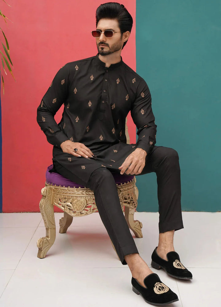 Edge Republic Embroidered Men Kurta Pajama - ER 532Blk