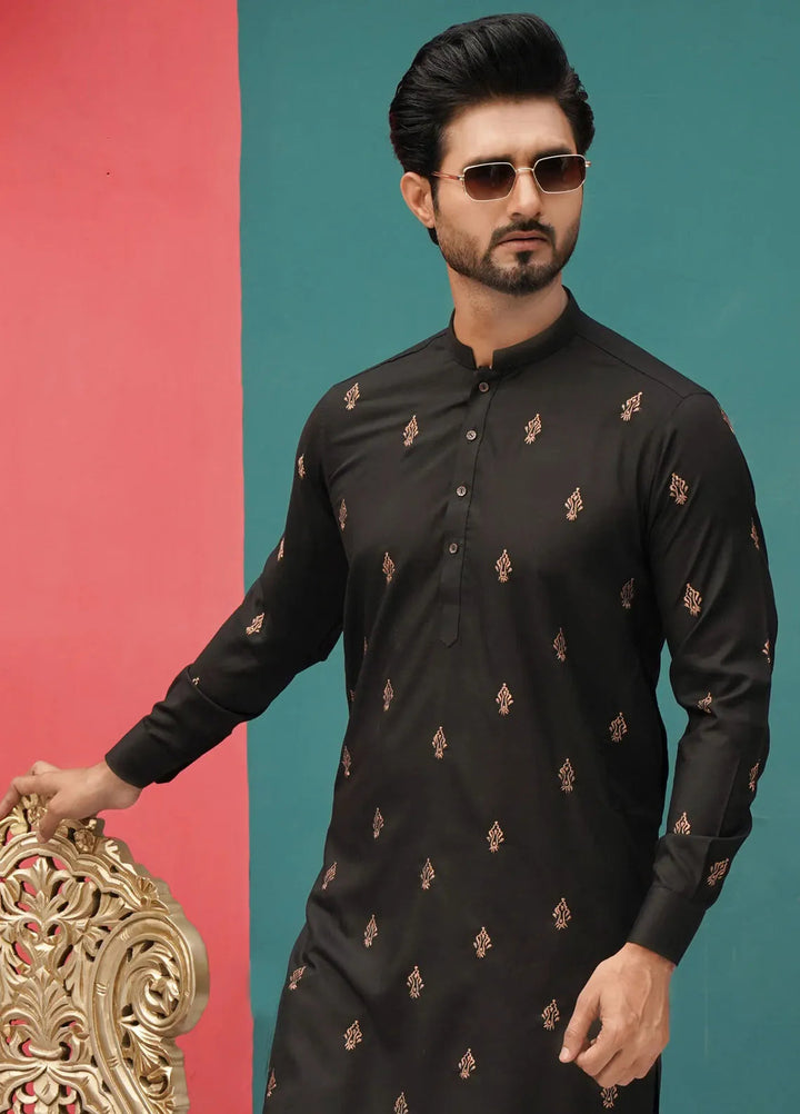 Edge Republic Embroidered Men Kurta Pajama - ER 532Blk