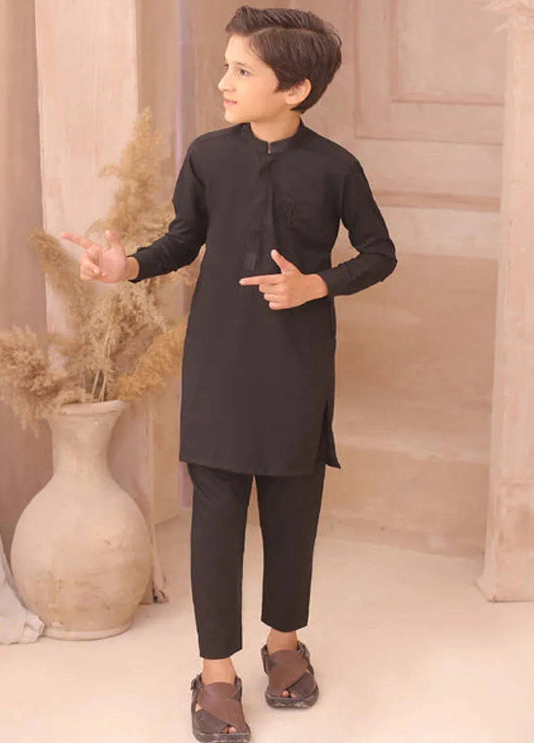 Edge Republic Fancy Boys Kurta Pajama - KD Black