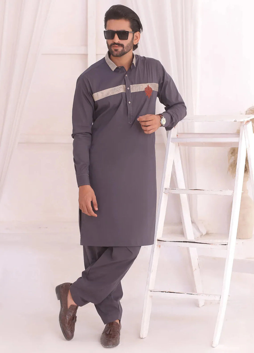 Edge Republic Fancy Men Kameez Shalwar - ER 687 Grey