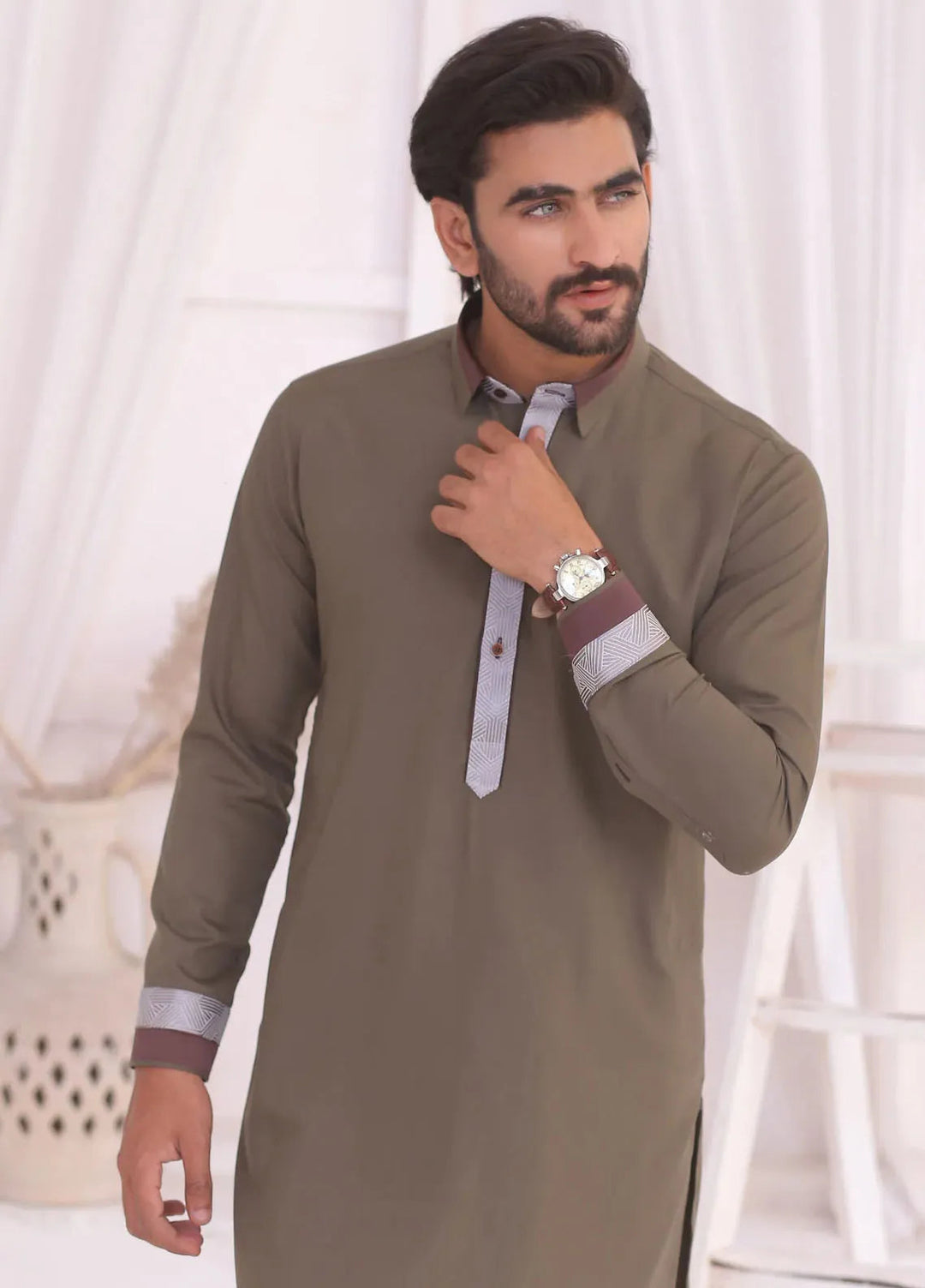 Edge Republic Fancy Men Kurta Pajama - ER 688 Grey
