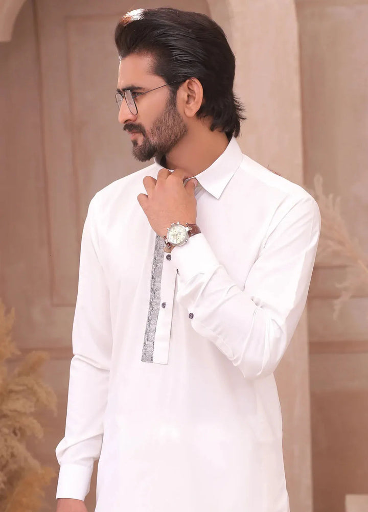 Edge Republic Fancy Men Kameez Shalwar - ER 698 White