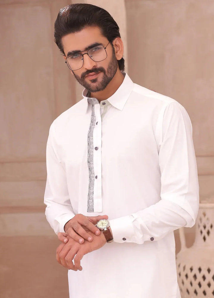 Edge Republic Fancy Men Kameez Shalwar - ER 698 White