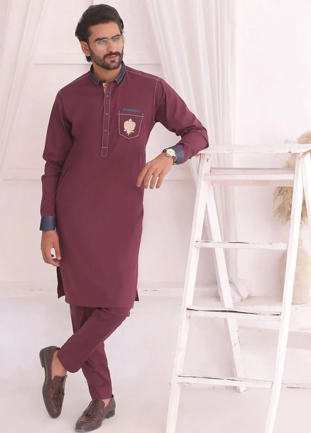 Edge Republic Fancy Men Kurta Pajama - ER 685 Maroon