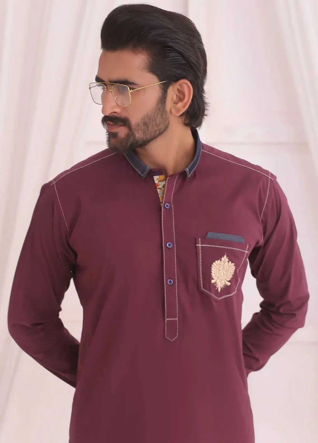 Edge Republic Fancy Men Kurta Pajama - ER 685 Maroon