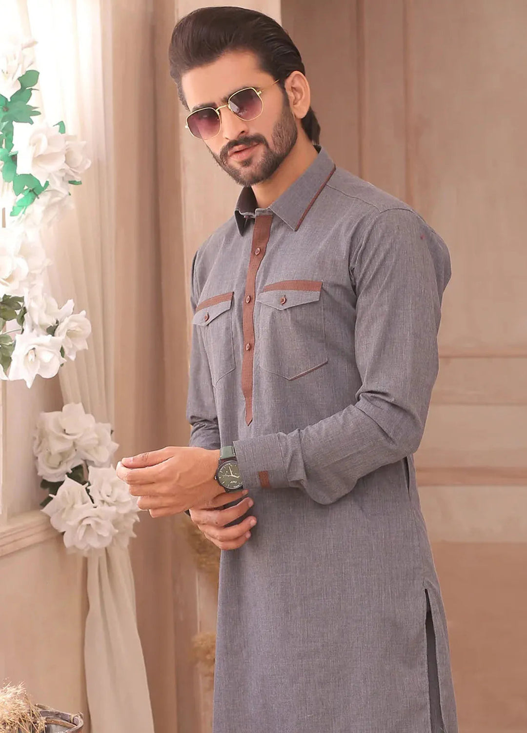 Edge Republic Fancy Men Kurta Pajama - ER 691 Grey