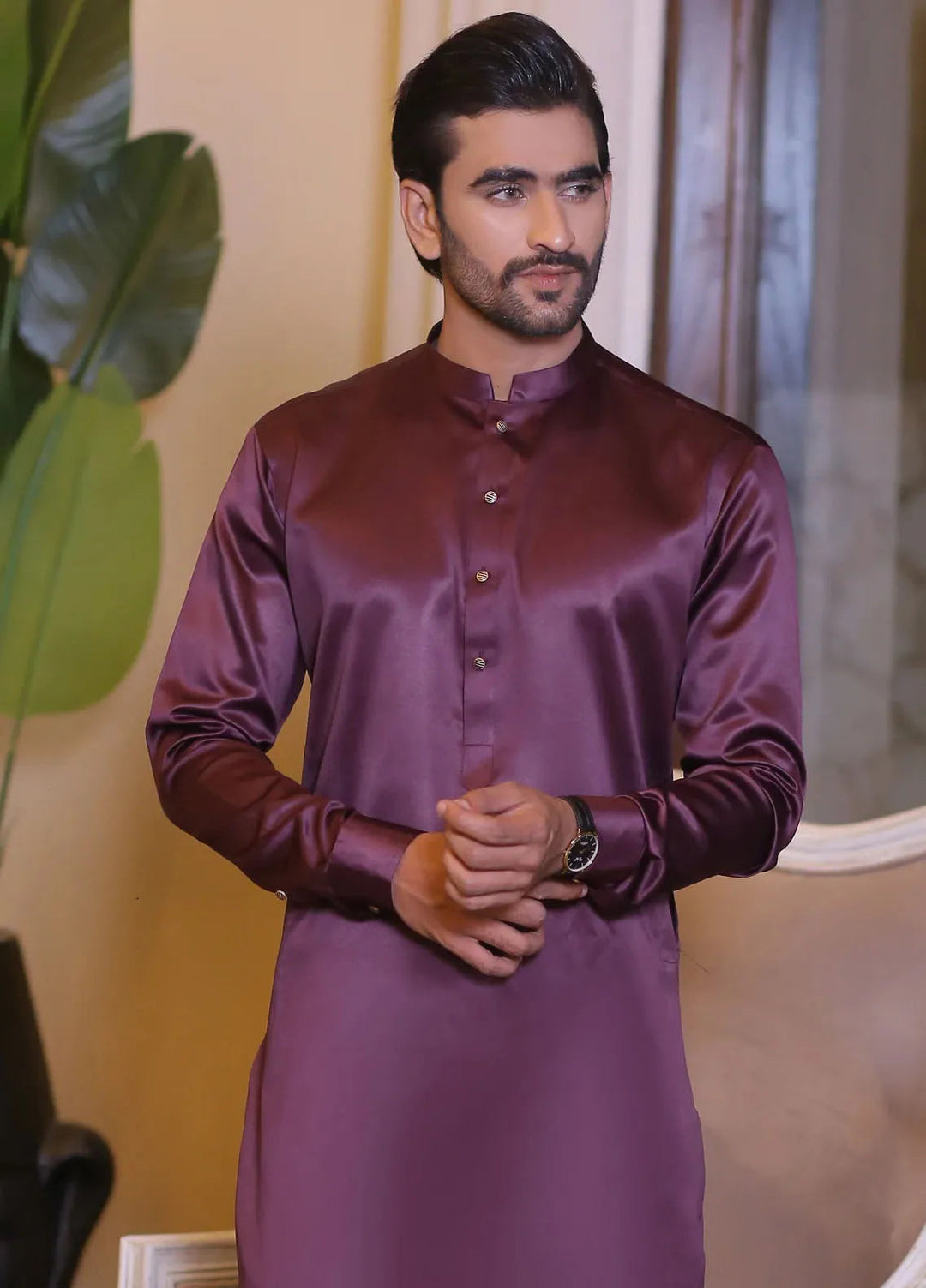 Edge Republic Fancy Men Kurta Pajama With Shawl - ER 703 Purple