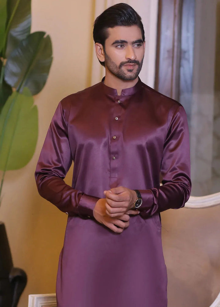 Edge Republic Fancy Men Kurta Pajama With Shawl - ER 703 Purple
