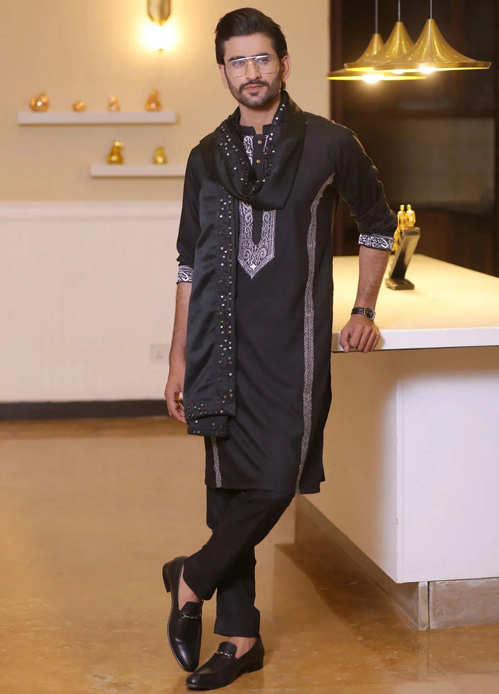 Edge Republic Pret Chikankari Kurta Pajama With Shawl CK 711