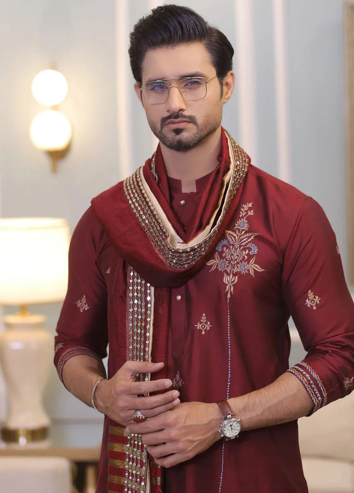 Edge Republic Pret Chikankari Kurta Pajama With Shawl CK 714