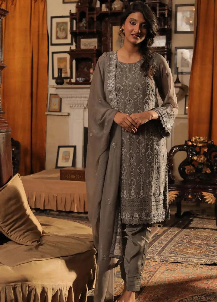 Edge Republic Pret Embroidered Raw Silk 3 Piece Suit Republic Womens 01 Gray Dheemi Sada